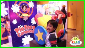 Ryan plays Giant Pie Face Cannon with Chow Crown, Nerf Toys, Play Doh, Transformers and more!