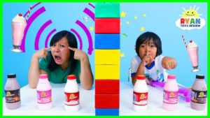 Twin Telepathy Milkshake Challenge Ryan vs Mommy!!!