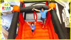 Giant Inflatable indoor bounce House with Slides in our living room!!!