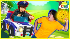 Tag with Ryan Game Challenge with New Police Car and Characters! Ryan vs Daddy and Mommy!