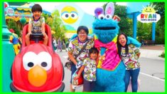 Ryan meets Cookie Monster at Universal Studios Amusement Park with Playground for Kids!