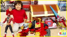 Ryan Pretend Play with Power Rangers Surprise Toys Treasure Chest!