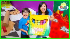 Ryan lost Giant Crayon in Giant Box Fort Maze