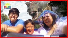 Ryan Rides Jurassic World The Ride at Universal Studios Amusement Park!!!!