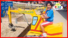 Construction Vehicles Diggerland Amusement Theme Park for Kids with Ryan!!!