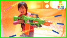 Ryan plays with Nerf toys, Monster Trucks, Beyblade and more!!!