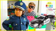 Ryan Pretend Play Police Officer Helps find Treasure Toys!!!!
