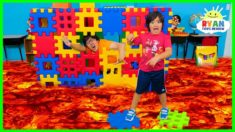 Ryan Pretend Play with Colored Toy Blocks and The Floor is Lava!!!!!