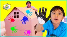 Ryan DIY Box Fort House Painting and Building with Daddy!!!