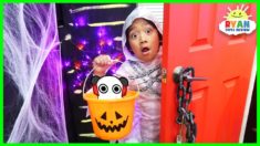 Ryan Trick or Treat in Halloween Box Fort Maze!!!