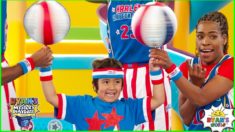 Ryan learns Trick Shots with Harlem Globetrotters on Ryan’s Mystery Playdate Episode!!!
