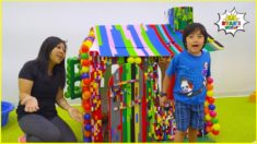 Ryan plays with DIY Playhouse Lego Box Fort