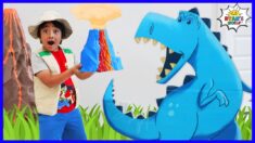 Ryan’s Dinosaur Adventure to find Mystery Volcano Surprise!!!