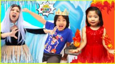 Ryan and Fire vs Ice Queen Frozen House Part 2!!!