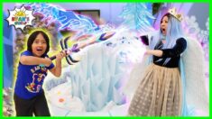 Ryan vs The Evil Ice Queen Frozen the WHOLE HOUSE!!!