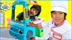 Ryan’s Food Truck Play kitchen serving Pretend Play FOOD with 1hr kids video!!!