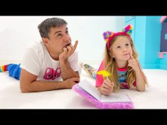 Nastya and papa compose their funny fictional stories