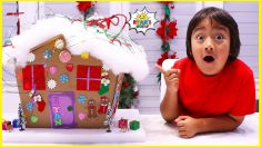 Ryan builds a Gingerbread House and more family DIY activities for kids!