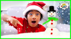 DIY Build A Snowman Science Experiment for kids with Ryan!