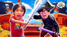 Ryan vs Pirate Daddy Underwater Challenge in Box Fort Maze